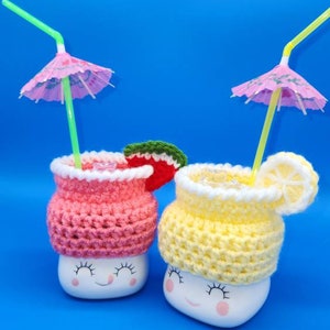 Marshmallow mug hat lemon and watermelon drinks hats with ice