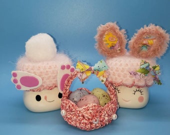 Easter marshmallow mug hats Easter bunny hats and Easter egg basket