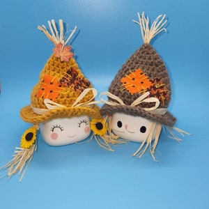 Marshmallow mug hats scarecrow hat, fall Halloween hat harvest hat