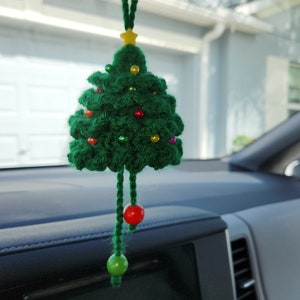 Isyende Cute Car Accessories Crochet Hanging Christmas Tree, Car Pendant  Interior Rearview Mirrors Charms Hanging Ornament, Cute Car Accessories for