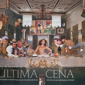 Collage fait à la main basé sur &quot;La Cène&quot; de Léonard de Vinci. Collage fait à la main basé sur &quot;La Cène&quot; de Léonard de Vinci.