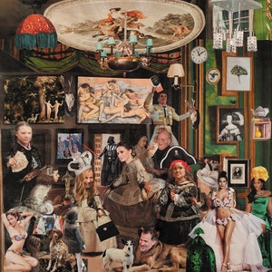 Print of the handmade collage based on Las meninas by Velázquez. Print of the handmade collage based on Las Meninas by Velázquez.