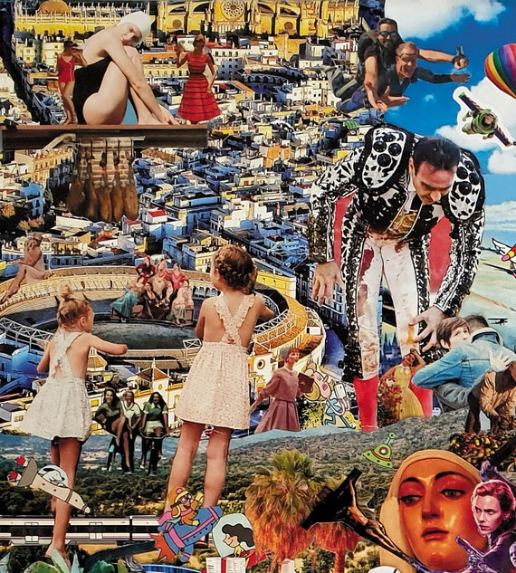 Unique Handmade Collage of an Imaginary Seville. - Etsy