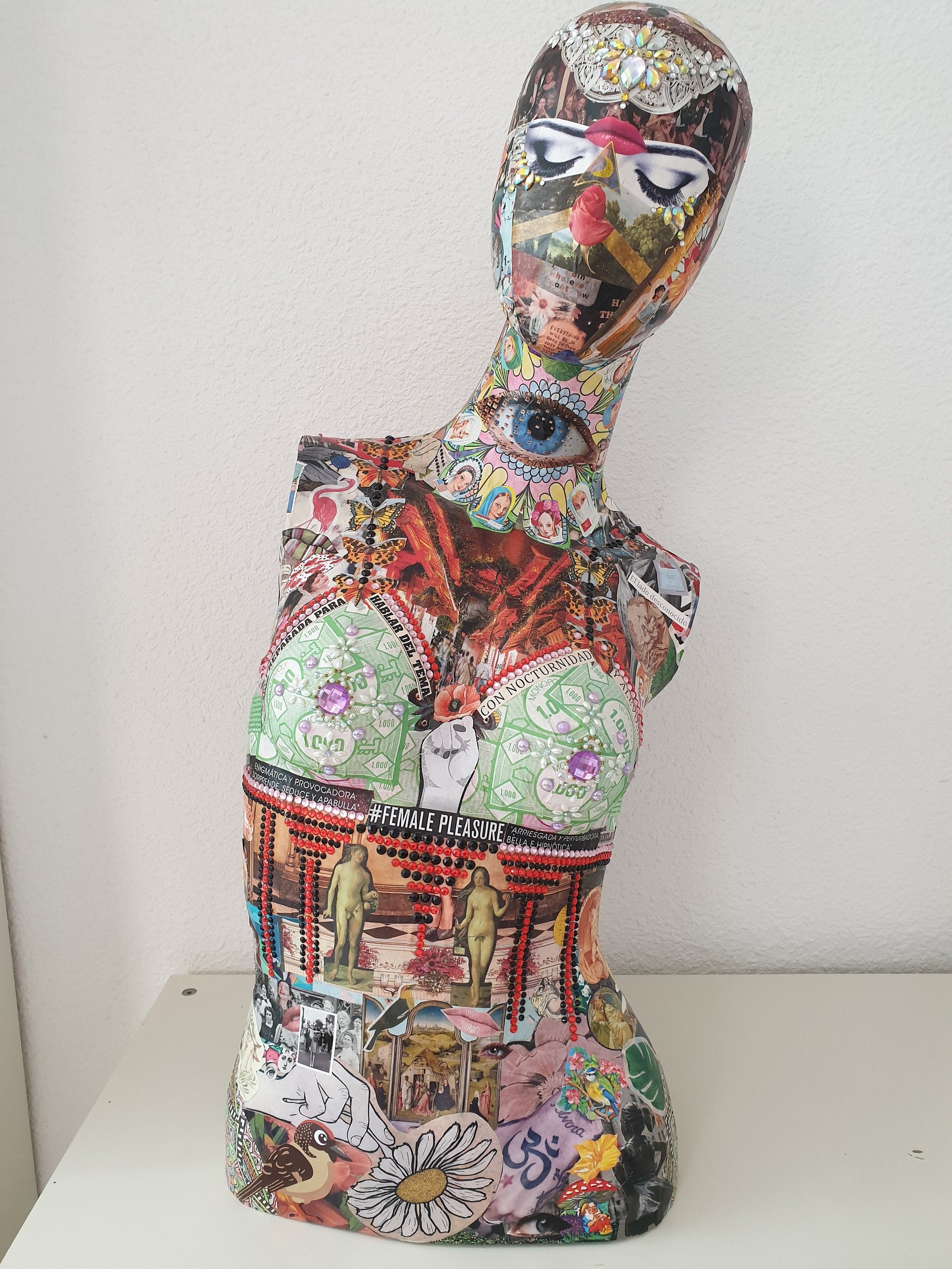 Decorative Collage Sculpture on Mannequin 