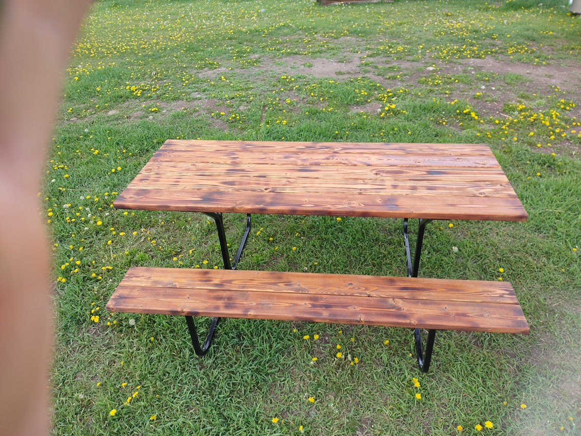 U Style Powder Coated Metal Picnic Table Legs Etsy