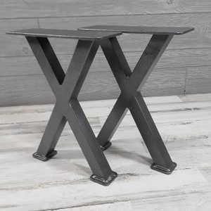 X Style Bench Legs | Metal Bench Legs | Steel Bench Legs | Powder Coated | Silver Colored Legs