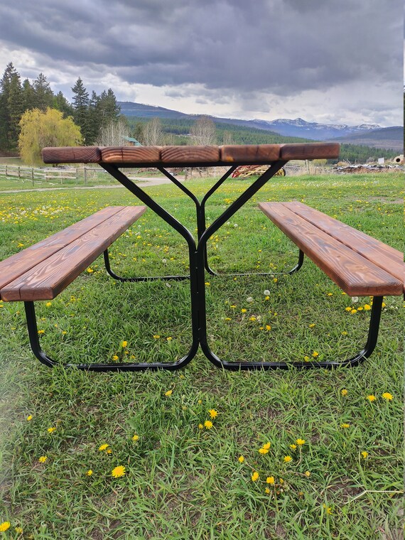 U Style Powder Coated Metal Picnic Table Legs Etsy
