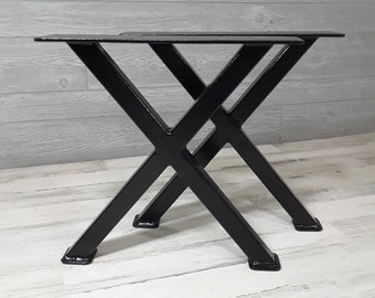 X-style Metal Table Legs | Set of 2 | Adjustable leg levelers |  Modern Industrial Legs | Metal Table Legs | Steel Legs