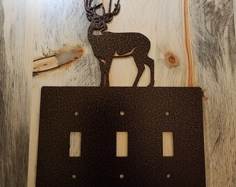 Cabin, Mountains, and Forest Wood Burned Light Switch Plate Cover, Wood