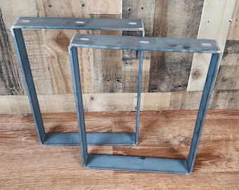 Flat Bar U Style Table Legs - Set of 2 - American Made - Powder Coated - Outdoor Table Leg