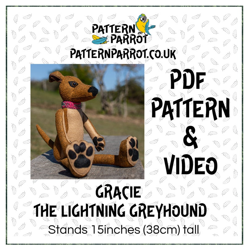 Fun Greyhound Pattern Greyhound Plush Pattern - Etsy