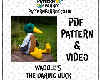 Felt duck sewing pattern, Mallard, Handmade, Felt animal, Bird, Digital PDF Pattern with Video,Downloadable pattern,plush,Sewing tutorial