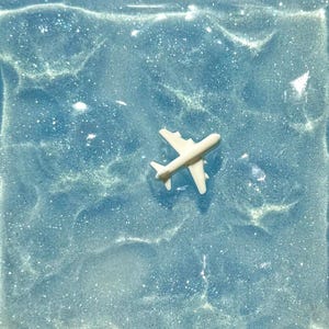 Ocean resin art- handmade glittery seascape- blue coastal wall art