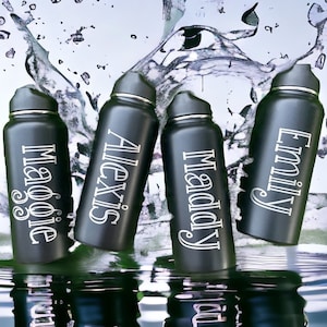 32 oz Engraved Personalized Water Bottle | Stainless Steel Custom Name Tumbler | Insulated Sports Bottle | Hydro Bottle