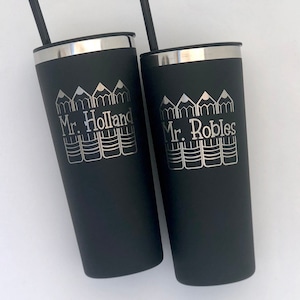 Teacher Tumbler with Straw-Teacher Gift-Personalized Teacher Name with Pencil Tumbler-School Teacher-Grade Level Teacher-MaleTeacher Gift