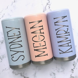Personalized Skinny Can Cooler-Skinny Seltzer Can Cooler-Bridesmaid Gift-Beer Sleeve-Glitter Slim Can Cooler-Customized Girls Trip Gift