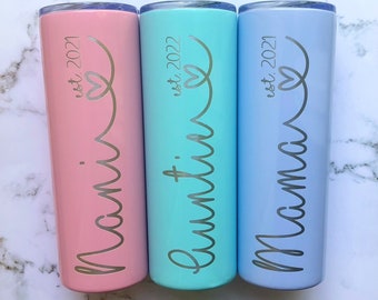 Mom Tumbler Personalized-Grandma Gift-Mother's Day-Grandparent's Day-Mom Est. Date-New Mom Gift-Mimi Gift-Mama Tumbler-Aunt