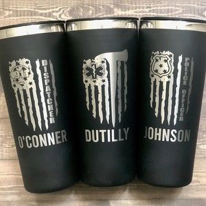 First Responder Tumbler-Dispatcher-Police Office-Firefighter-Paramedic-Personalized-Flag First Responder-Thank You Gift-Appreciation-Patrol