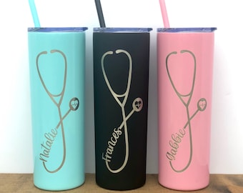 Personalized Laser Engraved Nurse Tumbler - Nurse Appreciation Gift - Nurse gift - RN, LPN, CNA Stainless Steel Cup