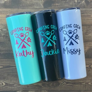 Personalized Camping Trip Tumbler-Camping Crew-Camping Mug-Camping Gift-Glamping Gift-Happy Camper-Camp Gifts-Road Trip Favors