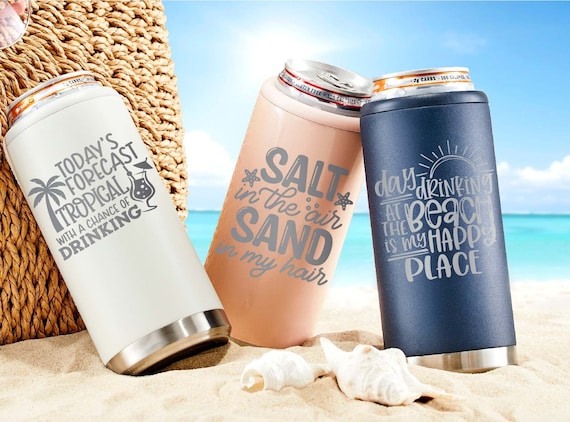 Personalized Beach Slim Can Coolers-Family Vacation-Skinny Can Cooler-White  Claw-Summer Life-Family Cruise-Girls Trip-Sister Weekend