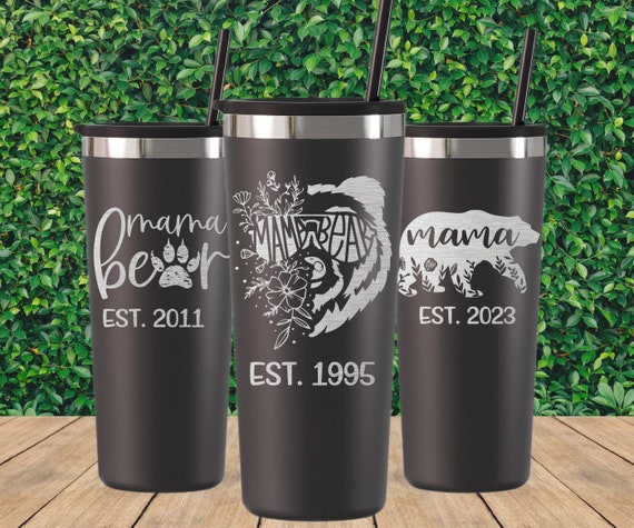 Personalized Mama Bear Tumbler-Custom Mother's Day Gift-Baby Shower Gift-Mom Established-Grandparents Day Gifts-Laser Engraved