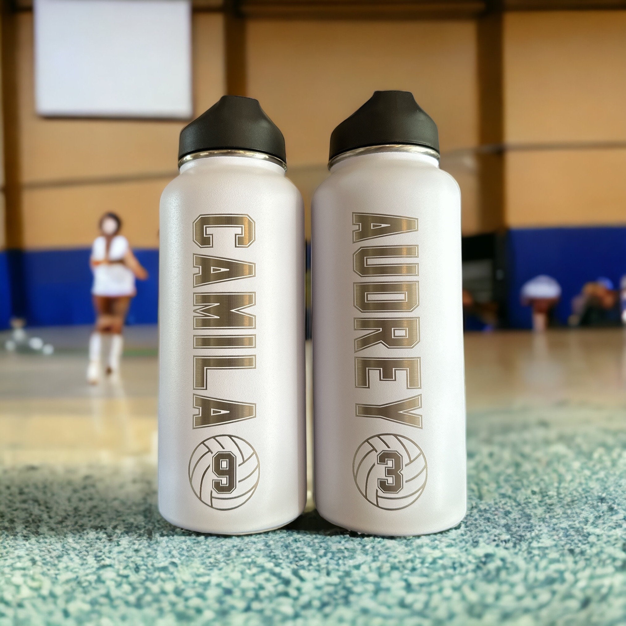 Personalized Volleyball Water Bottle - Custom Stainless Steel Sports Bottle - Laser Engraved Name - Volleyball Player Gift