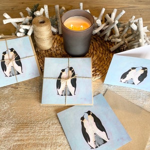 4er Pack Fine Art Weihnachtskarten handveredelt mit Glitzer