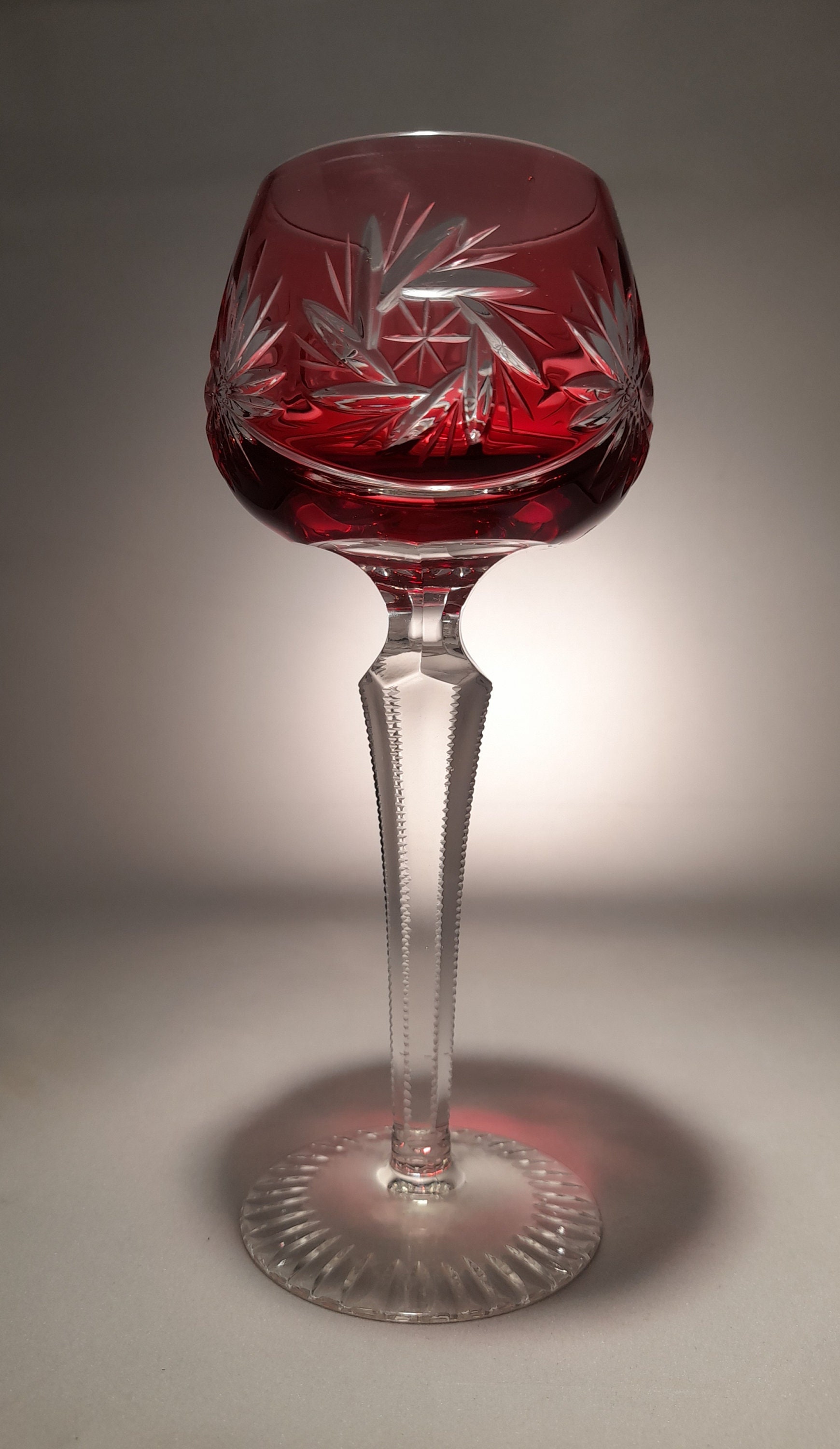 Boho Crystal Ruby Red Cut to Clear Hock Glass or Glasses 7 Etsy