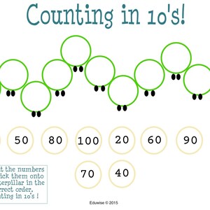 Counting in 10&#39;s caterpillar worksheet