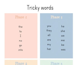 EYFS Tricky words phases 2-5