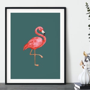 Flamingo Print | Block Colour Print | Modern Picture | Watercolour Style Graphic | Flamingo Picture