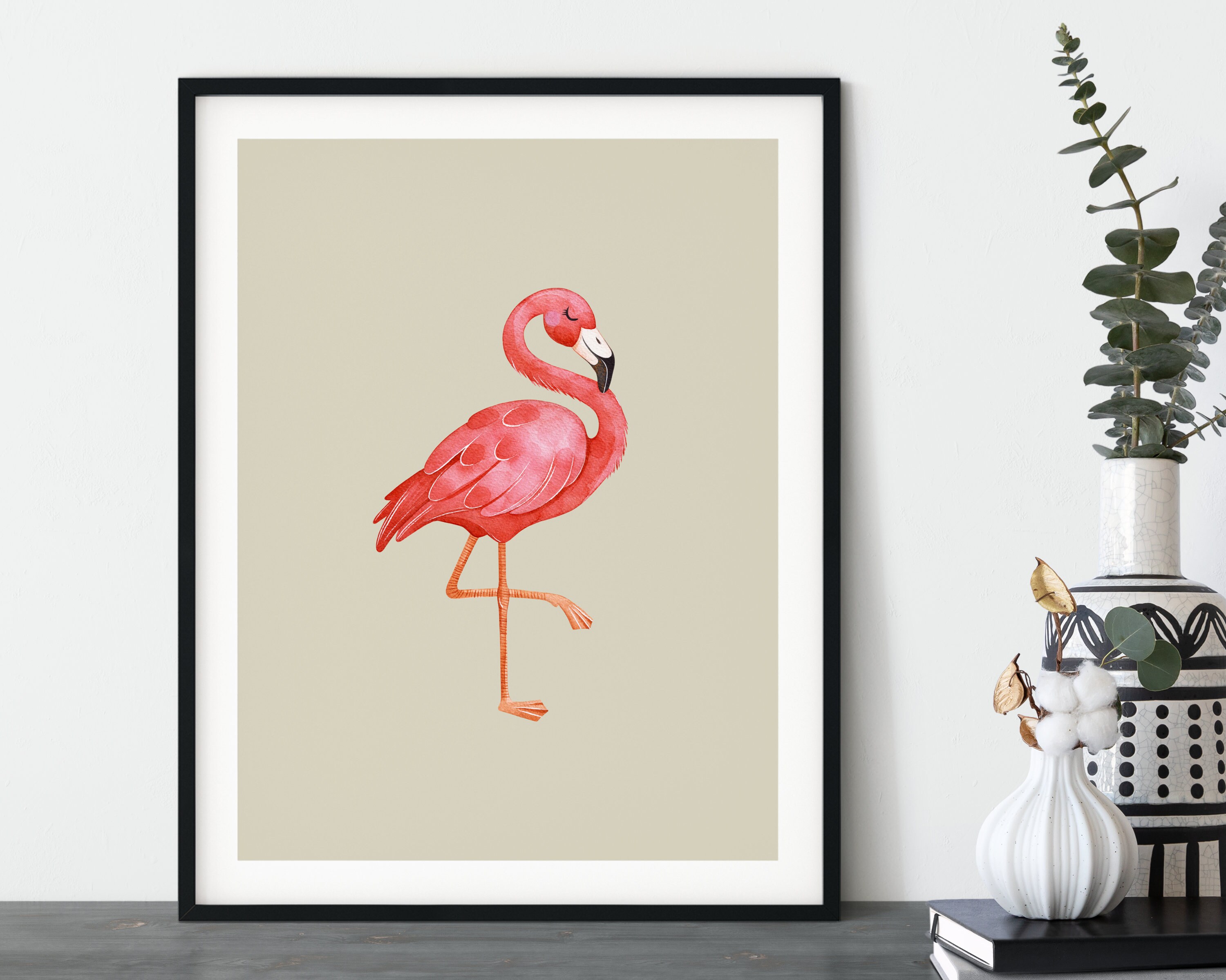 Flamingo Print Block Colour Print Modern Picture | Etsy