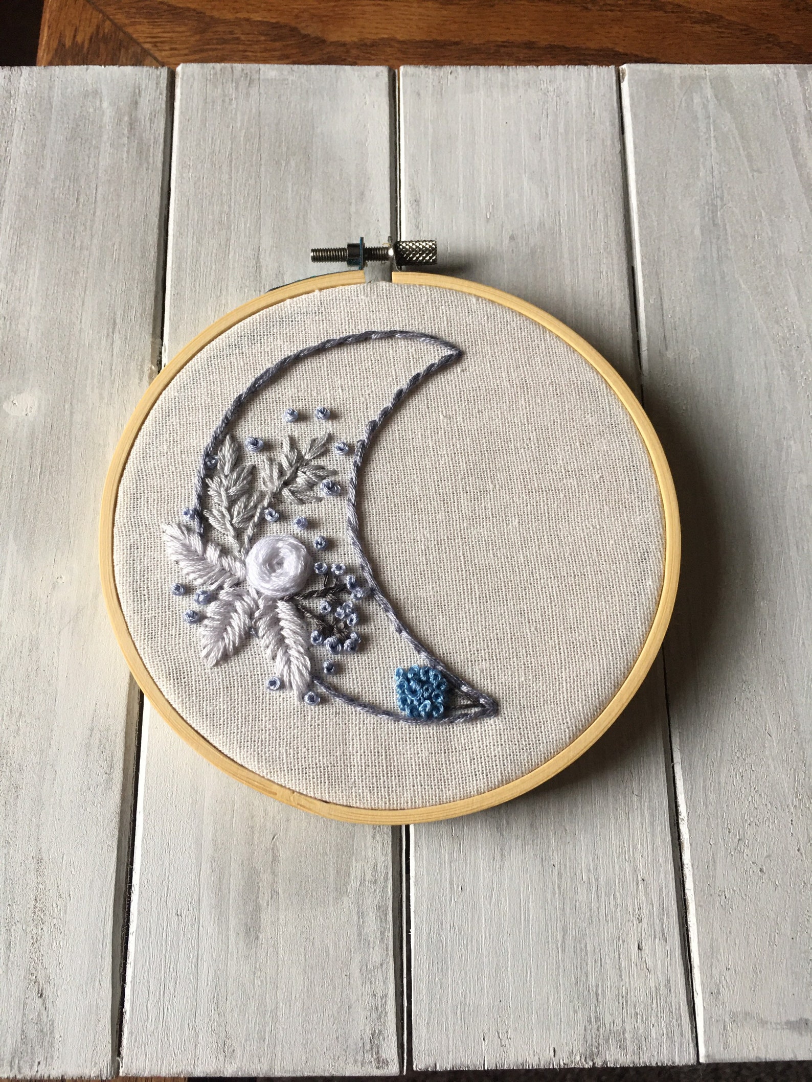 Moon embroidery hoop art wall hanging floral design gift  etsy Moon embroidery hoop art wall hanging floral design gift  etsy