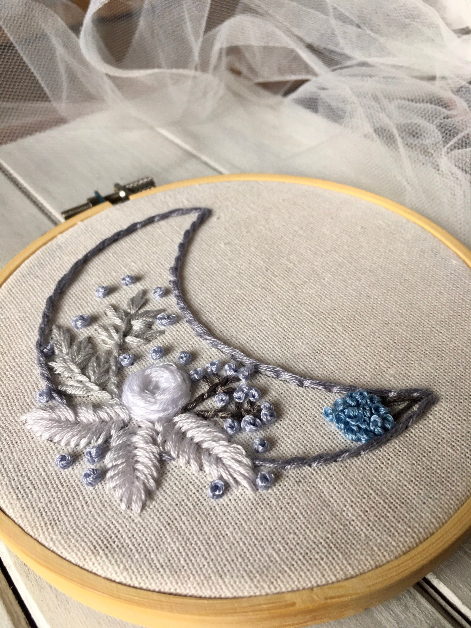 Moon embroidery hoop art wall hanging floral design gift  etsy Moon embroidery hoop art wall hanging floral design gift  etsy