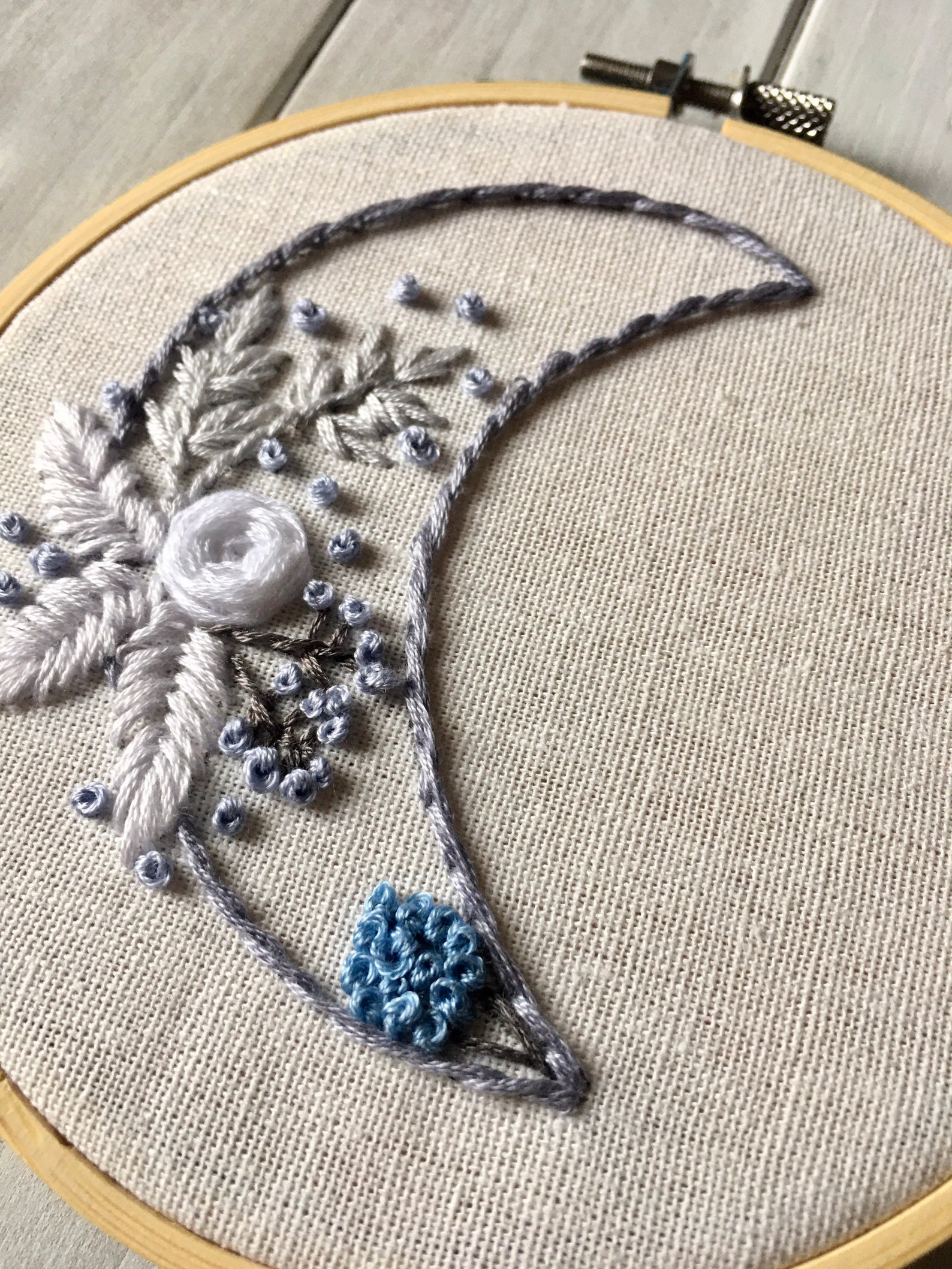 Moon embroidery hoop art wall hanging floral design gift  etsy Moon embroidery hoop art wall hanging floral design gift  etsy