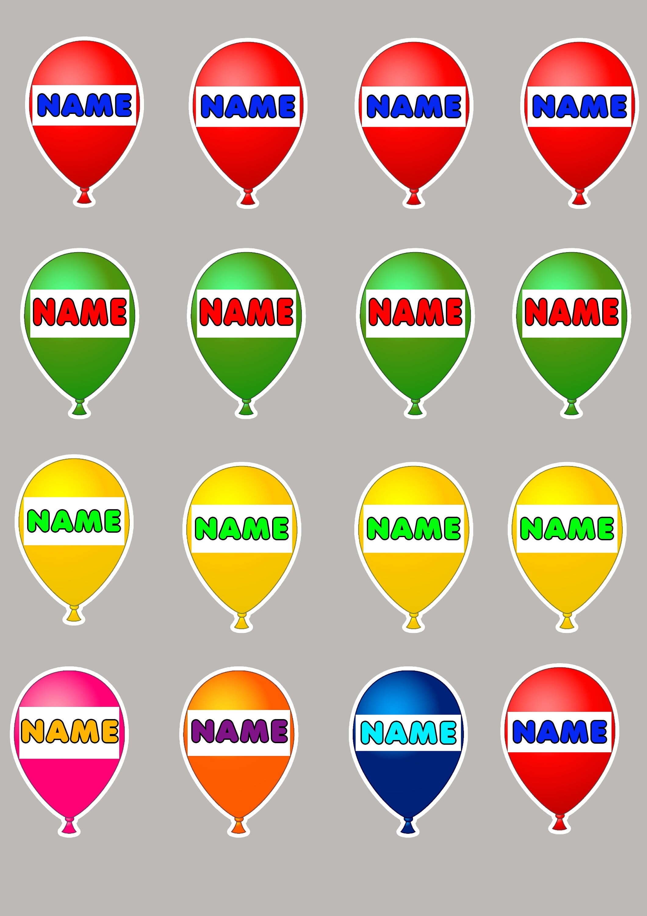 Custom Name Balloon A4 Sticker Sheet Etsy