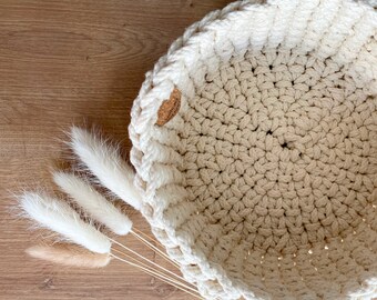 Cream Storage Basket, crocheted cord