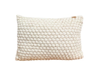 Cream 40cm x 30cm crocheted cushion