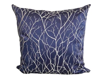 Blue and silver cushion cover