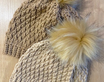 Alpine Light and Dark Brown Bobble Hat