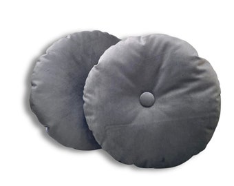 Dark Grey Circular Cushions, Set of 2 velvet cushions