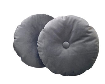 Dark Grey Circular Cushions, Set of 2 velvet cushions