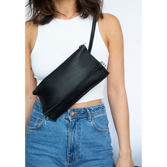 Black Leather Bum Bag Black Bum Bag Leather Bag Waist Bag Etsy UK