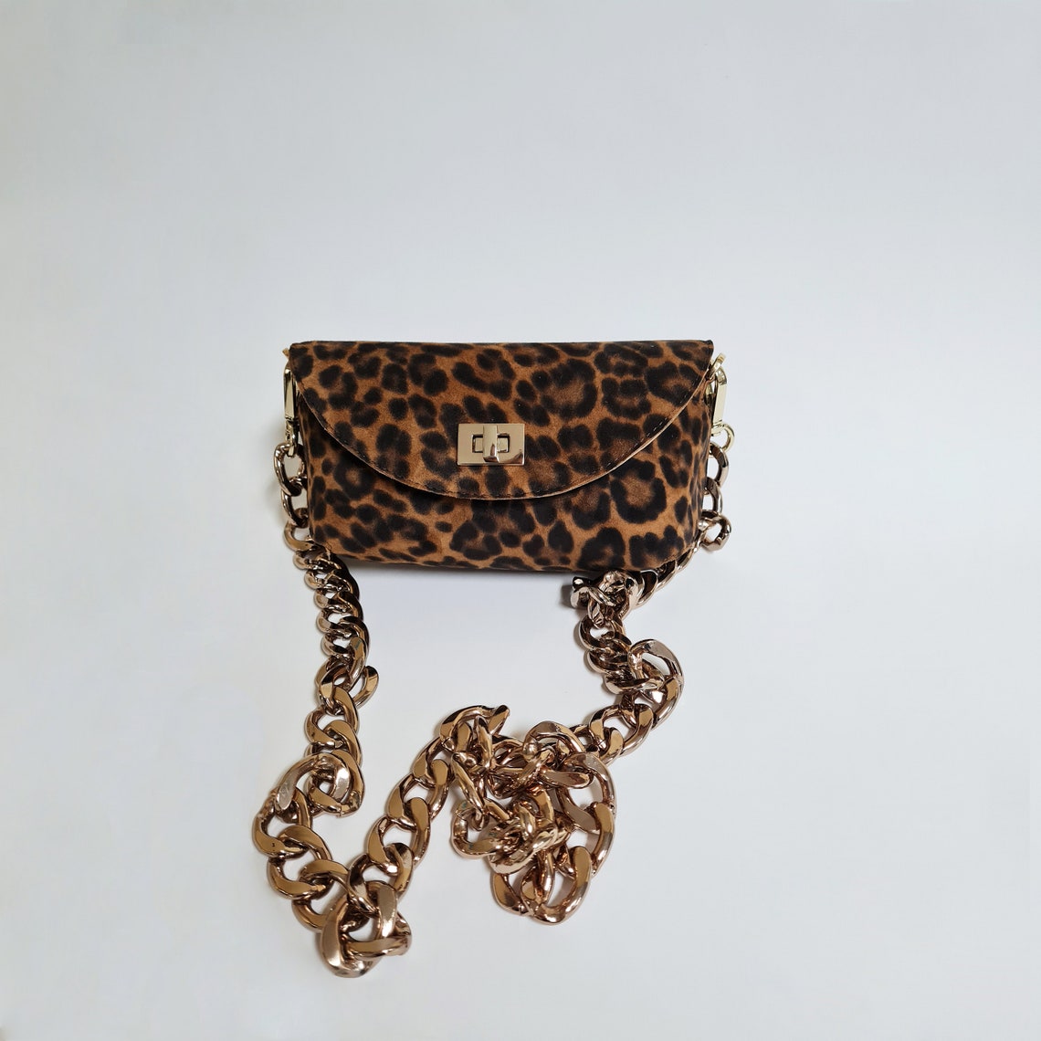 Leather Shoulder Bag With Leopard Print - Etsy UK