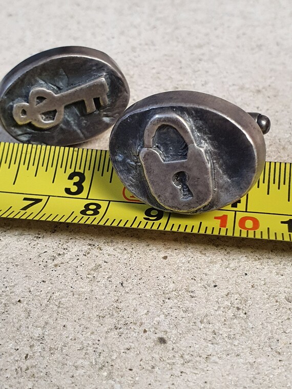 Lock and Key Oxidised Silver Cufflinks