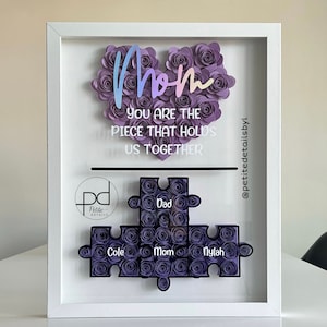 Mother’s Day Puzzle Flower Box | Paper Flower Shadow Box | Customized Gift for Birthdays, Anniversary, Mother's Day, Valentine's Day