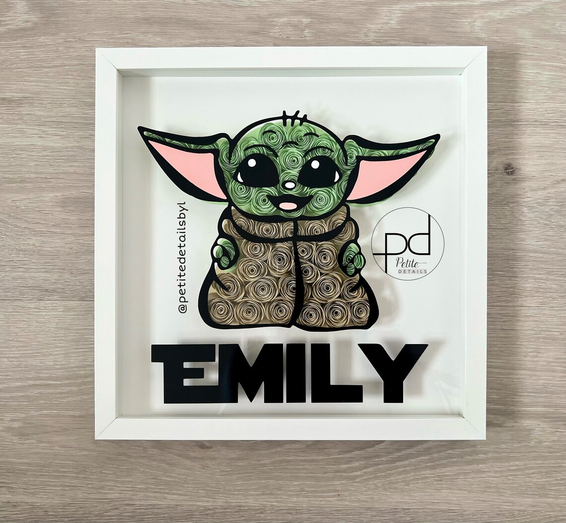 Baby Yoda Paper Flower Shadow Box Wall Decor Flower Box Etsy