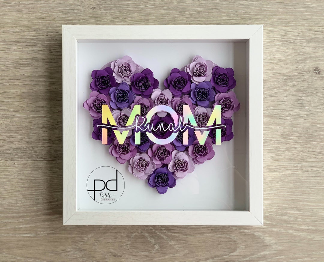 Mothers Day Flower Box Paper Flower Shadow Box Customized Gift for ...