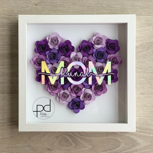 Personalized 8x8 Paper Flower Shadow Box Mothers Day Gift - Etsy